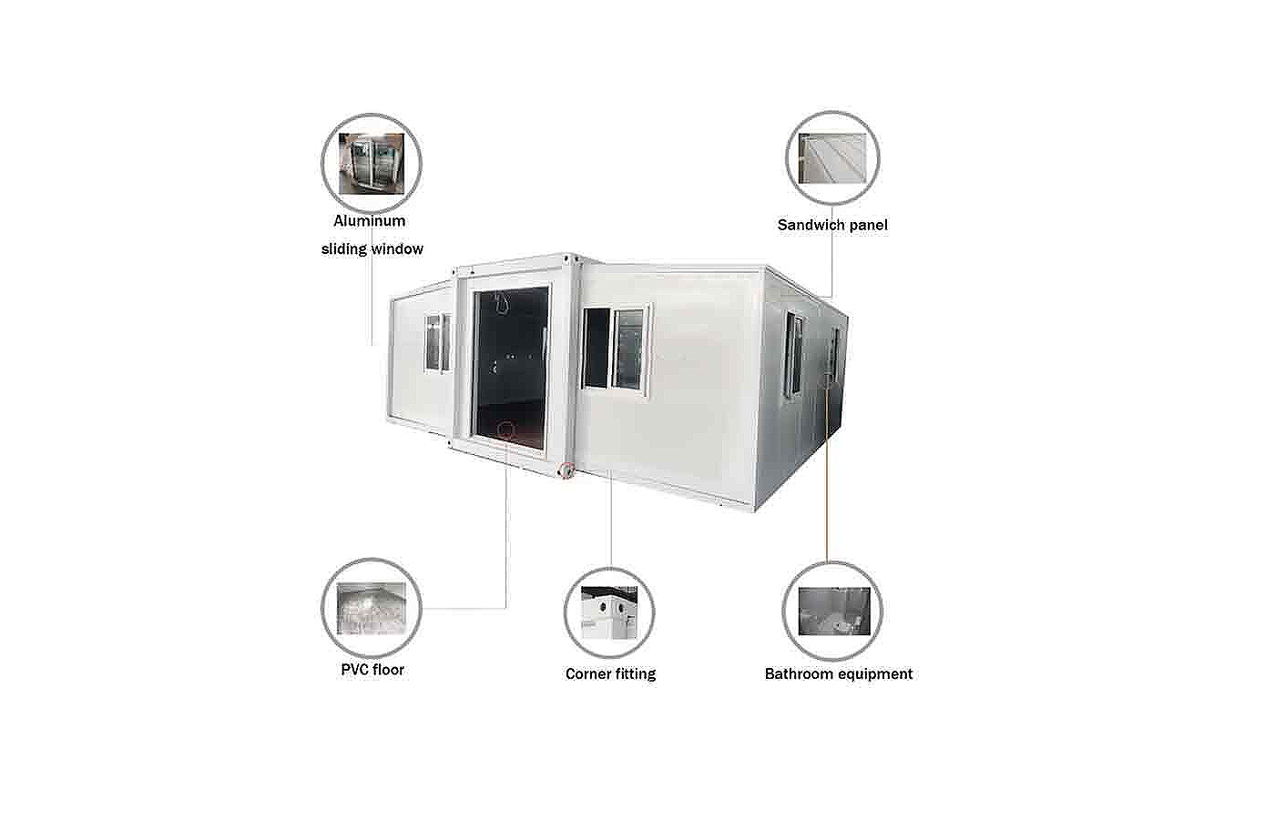 Container extensibil de 40 de picioare, de lux, personalizat, cu placă exterioară din metal Container extensibil de 40 de picioare, de lux, personalizat, cu placă exterioară din metal